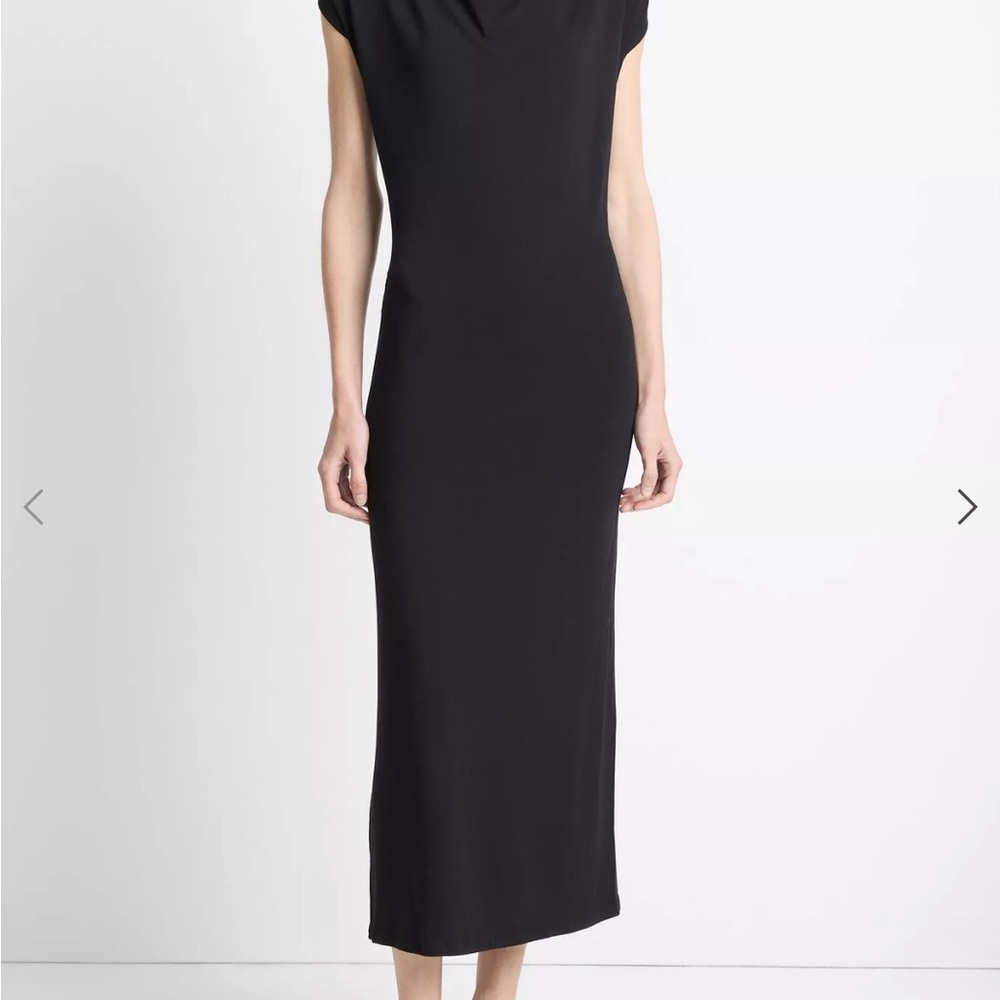 Vince Black Jersey Draped Cowl-Neck Dress NWT